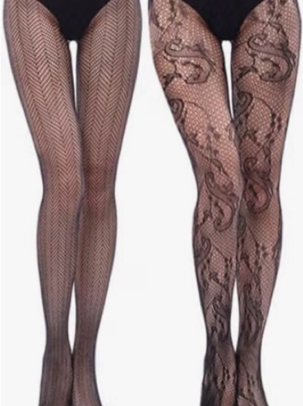 Sheer Black Patterned Fishnet Tights - Womens Accessories